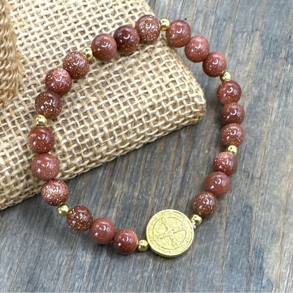 Alquimia Gold and Brown Beaded Bracelet - Picture 1 of 6